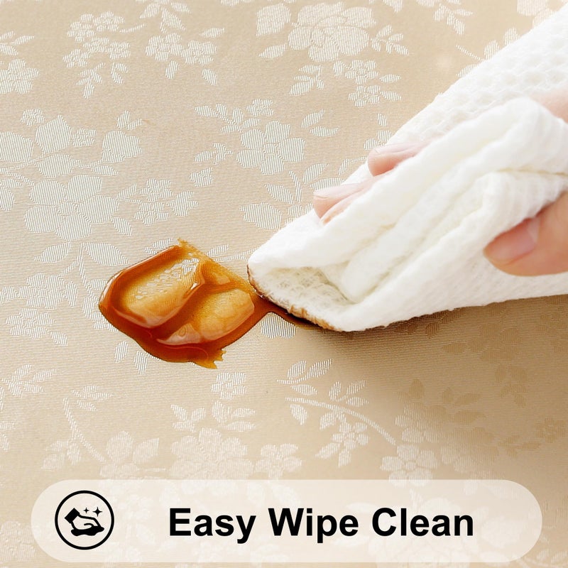 Smiry Round Table Cloth, Waterproof Heavy Duty Vinyl Tablecloths, Wipeable Washable Table Cover for Kitchen and Dining Room (Beige, 60" Round) - Image 3